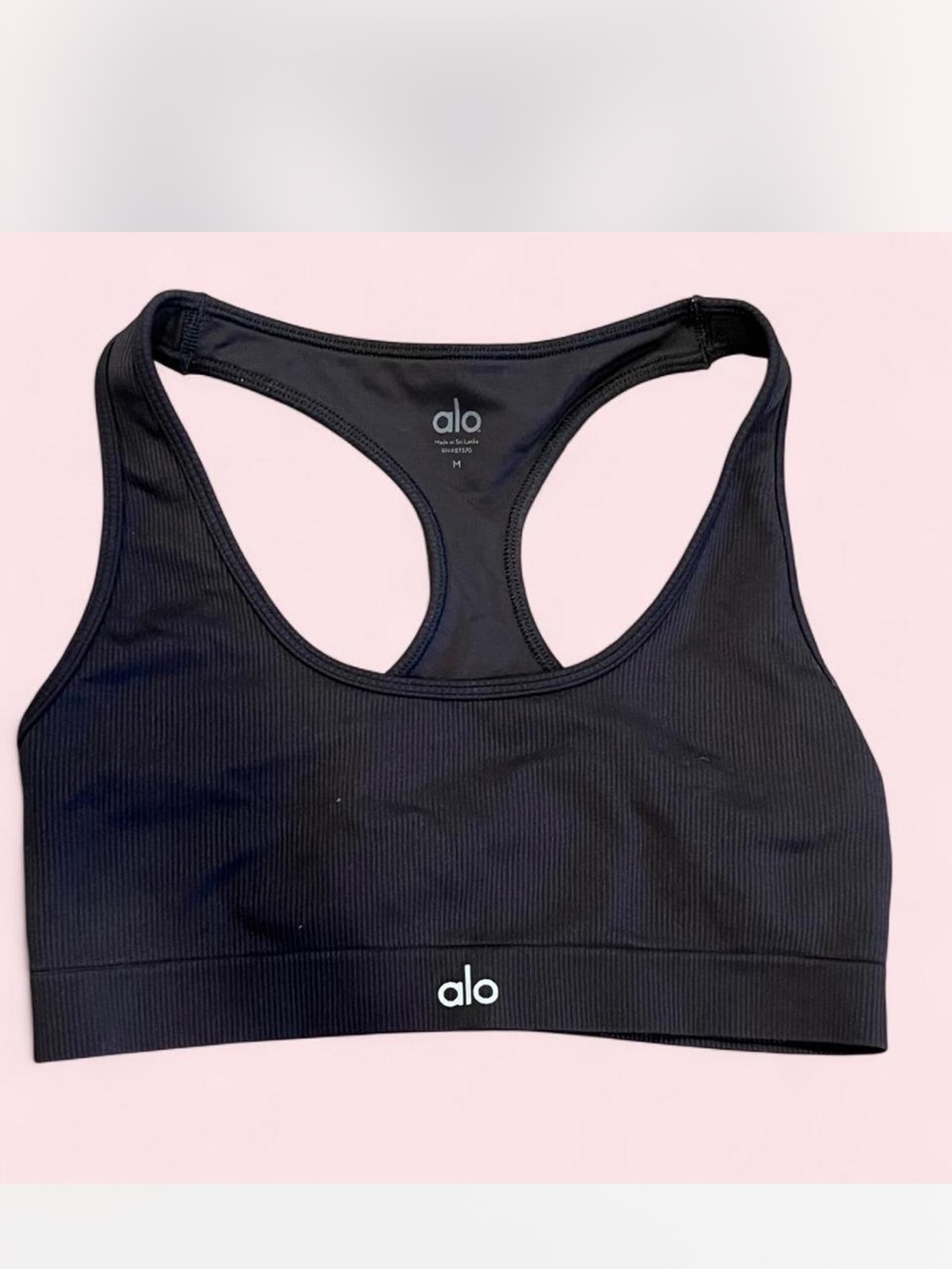 ALO Yoga Black Ribbed Bra